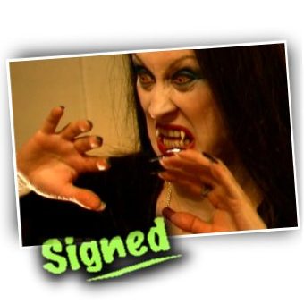 (image for) Signed Photograph - Pamela Kempthorne as Morticia de'Ath in The - Click Image to Close