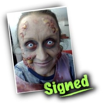 (image for) Signed Photograph - Pamela Kempthorne as Zombie - Click Image to Close